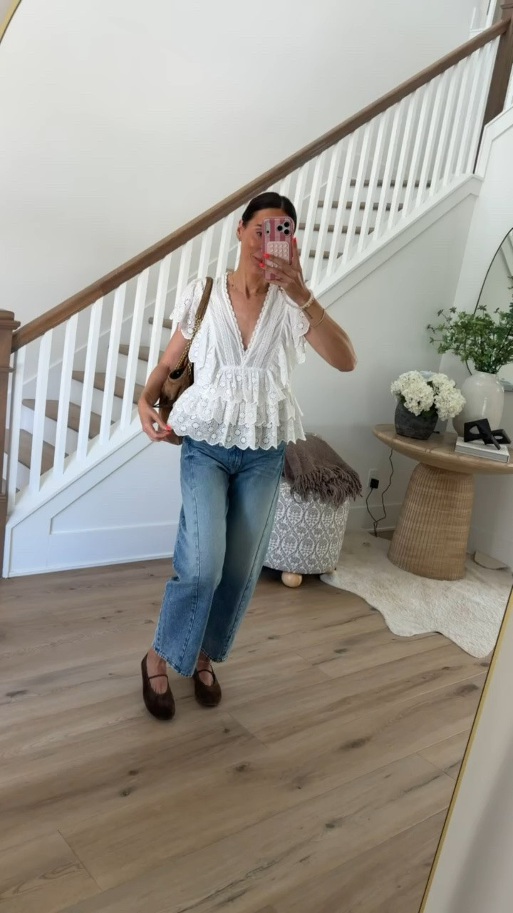 Anthropologie early fall outfit, I'm wearing size XS in top, 25 in jeans.

#LTKOver40 #LTKootd