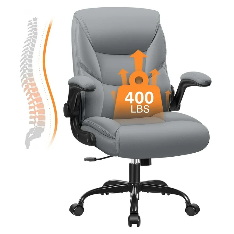 Primy Compact PU Leather Office Chair - Ergonomic Adjustable Height Computer Desk Chair with Flip... | Walmart (US)