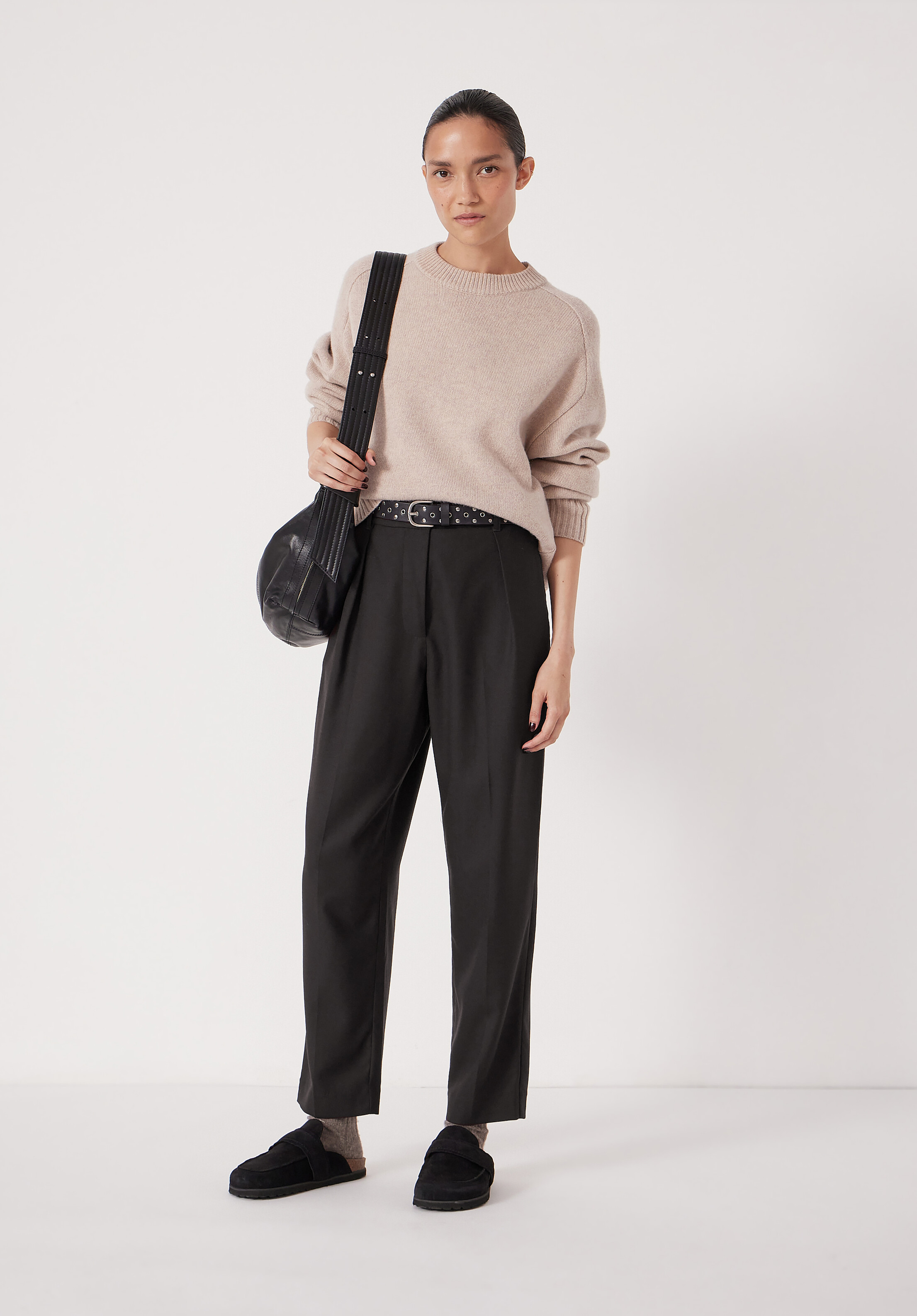 Tapered Leg Wool Blend Trousers | Hush UK