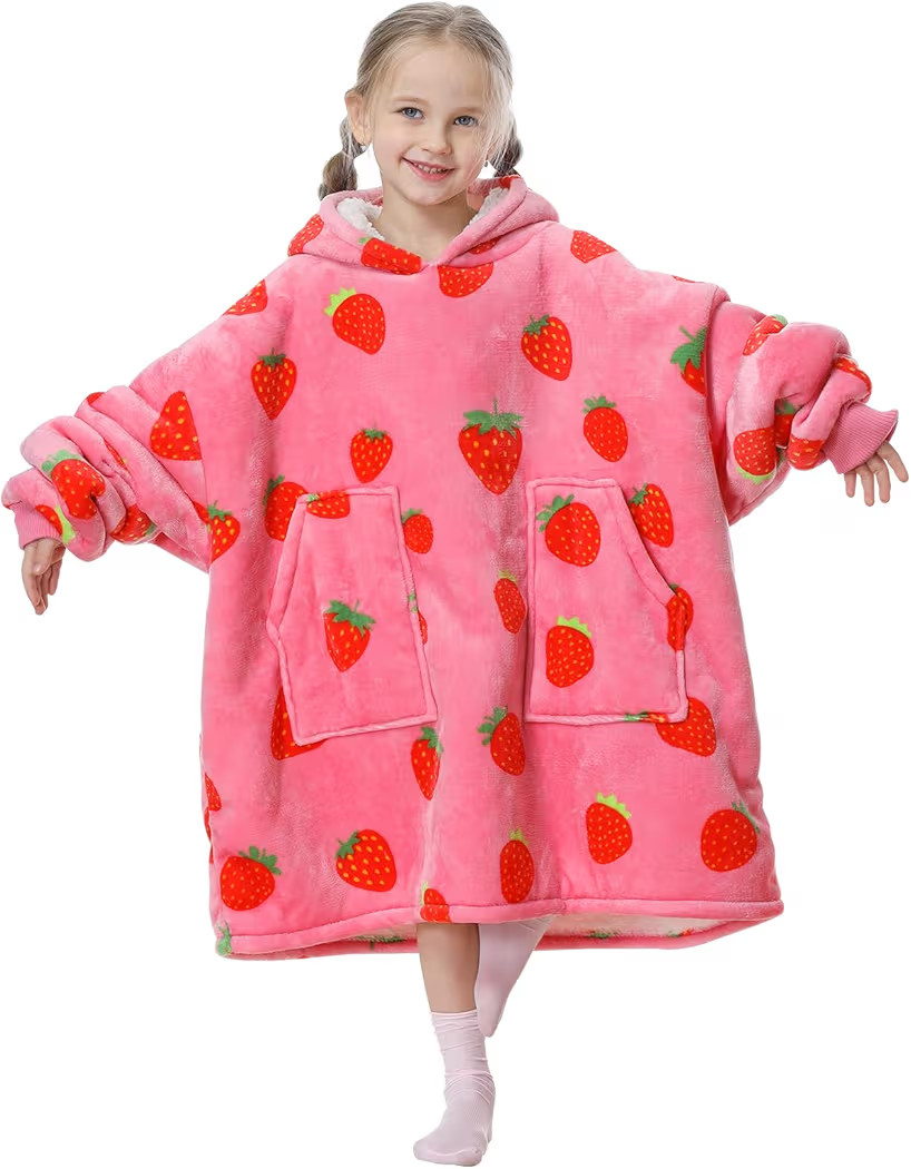Aemicion Strawberry Blanket Hoodie Gifts for Kids,Oversize Sherpa Wearable Blanket,Cozy Sweatshir... | Amazon (US)