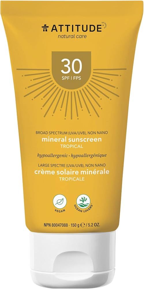 ATTITUDE Sunscreen Cream, Broad Spectrum UVA/UVB, Hypoallergenic, Plant and Mineral-Based Formula... | Amazon (CA)