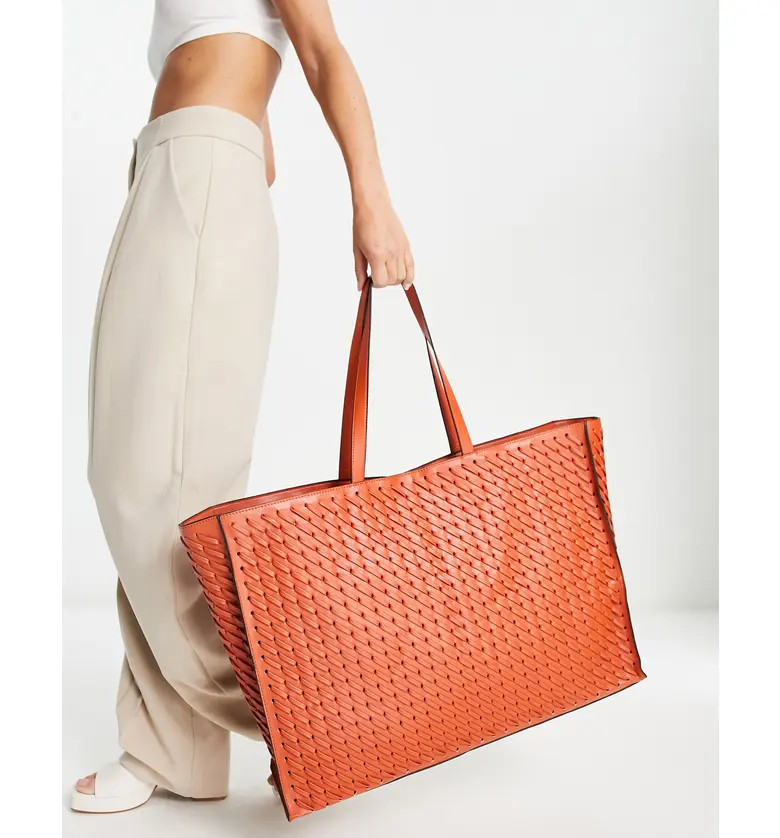 Topshop Tia Oversize Weave Faux Leather Tote | Nordstrom | Nordstrom