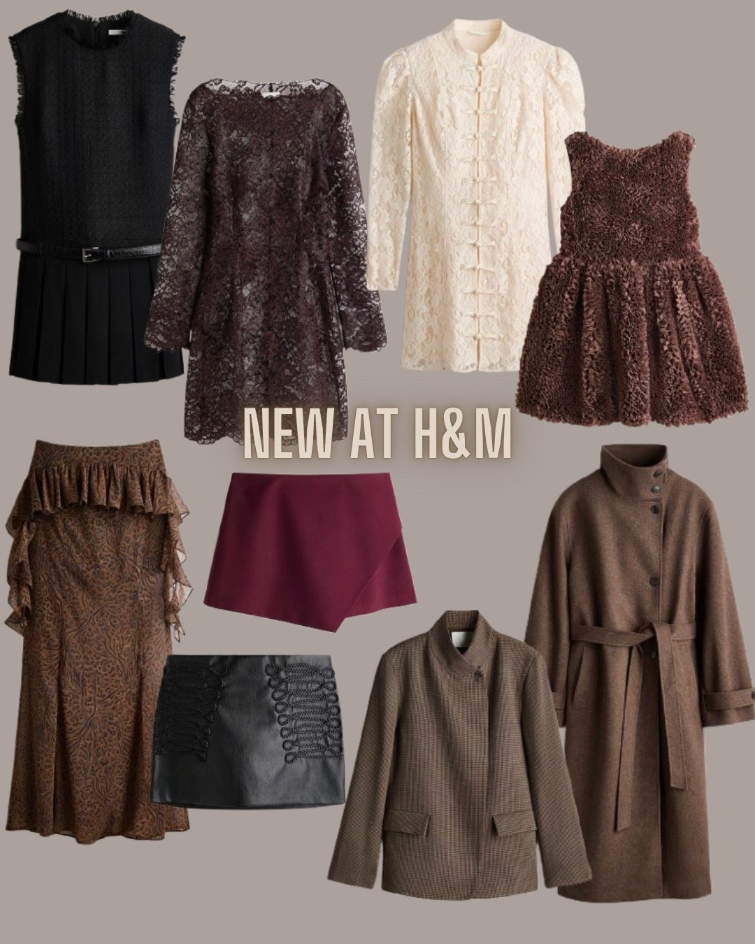H&M fashion
Fall fashion
Lace dress
Holiday dress
Miniskirt
Long coat
Jacket