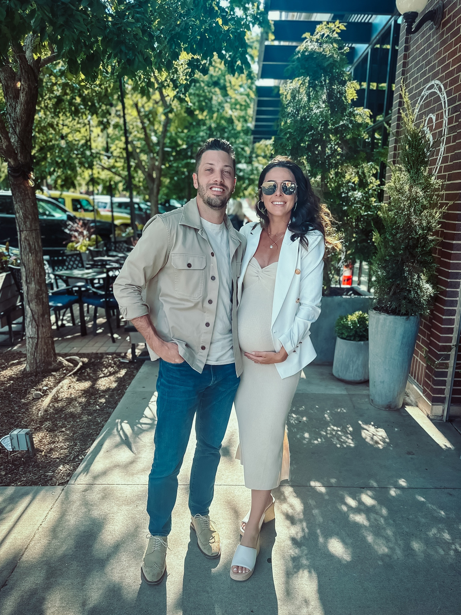 Wearing a small in the blazer & dress - sized up to a 9 in wedges (they run small) 

Pregnancy, bump style, date night, third trimester, Amazon find, bump friendly, dress, wedge sandals, blazer, pregnant, dress the bump, madewell, Abercrombie 

#LTKFindsUnder50 #LTKStyleTip #LTKBump