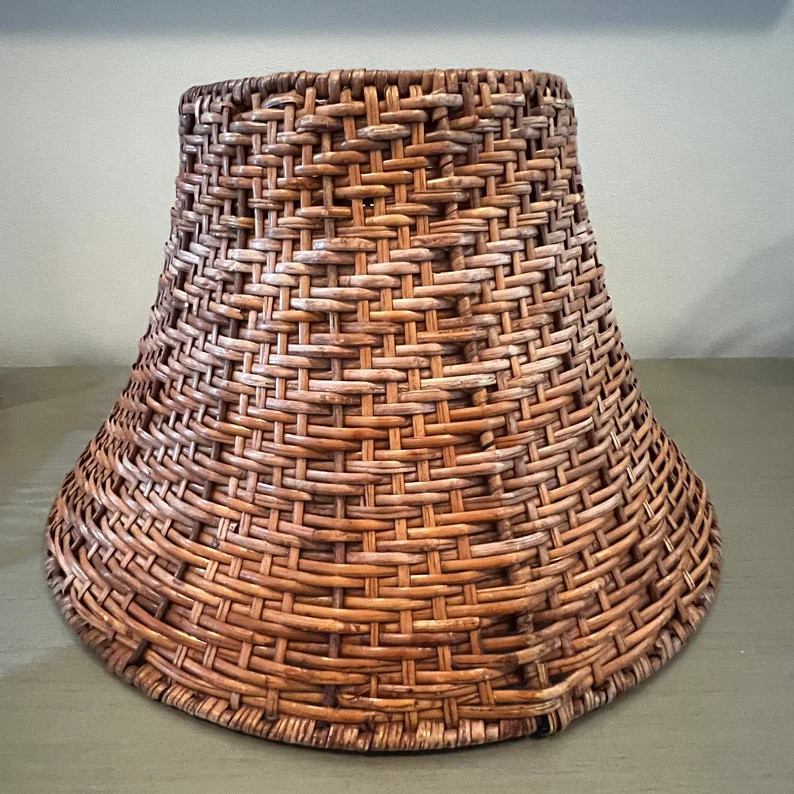 Vintage Wicker/rattan Lamp Shade - Etsy | Etsy (US)