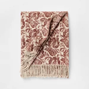 Block Print Jacquard Throw Blanket Burgundy - Threshold™ designed with Studio McGee | Target