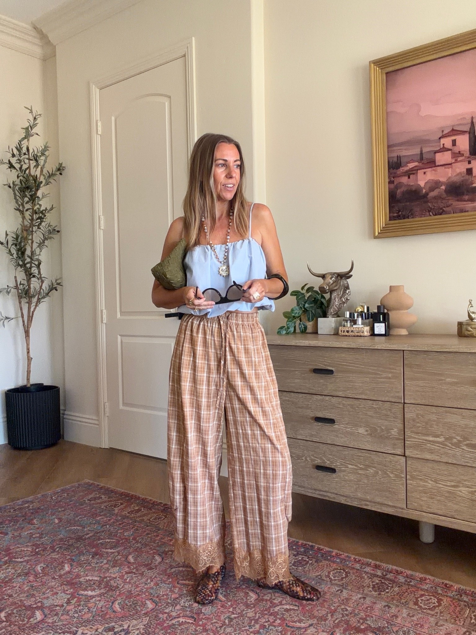 Easy affordable outfit idea to wear now
Fall fashion
Amazon plaid lace hem pants size xs
Bubble hem top- linked similar too
Amazon accessories