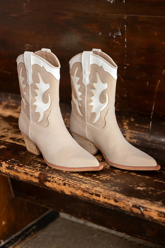 Jackie Beige Cowboy Boots | Pink Lily