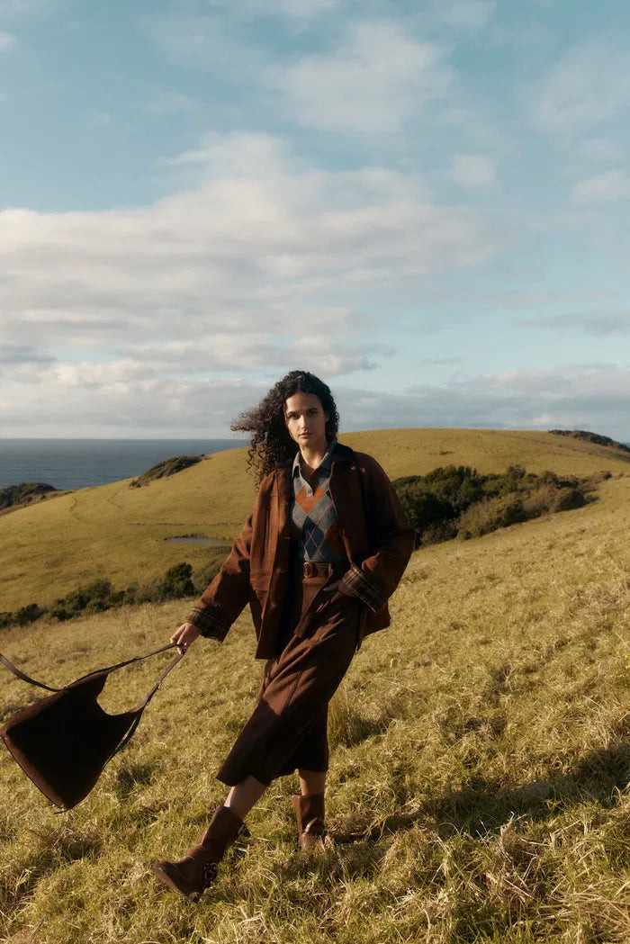 Robin Corduroy Collar Jacket in Faux Suede | Fabrique