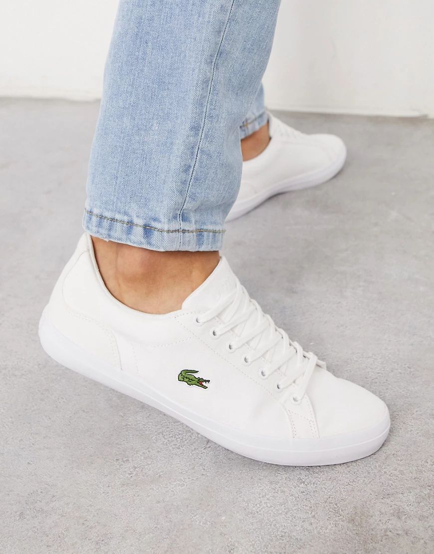 Lacoste lerond sneakers in white canvas-Navy | ASOS (Global)