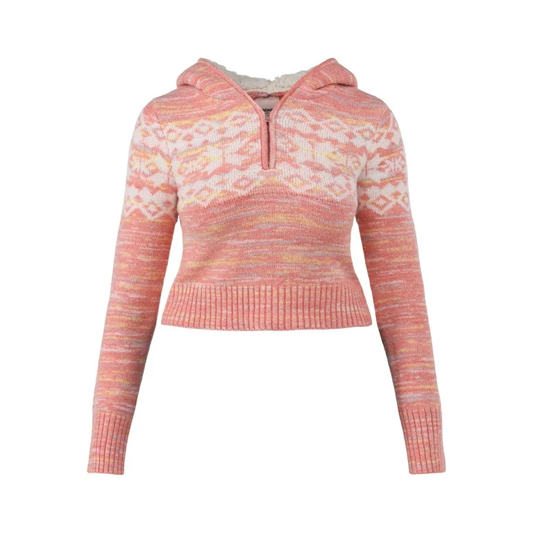 No Boundaries Fairisle Plush Hoodie, Women's and Women’s Plus | Walmart (US)