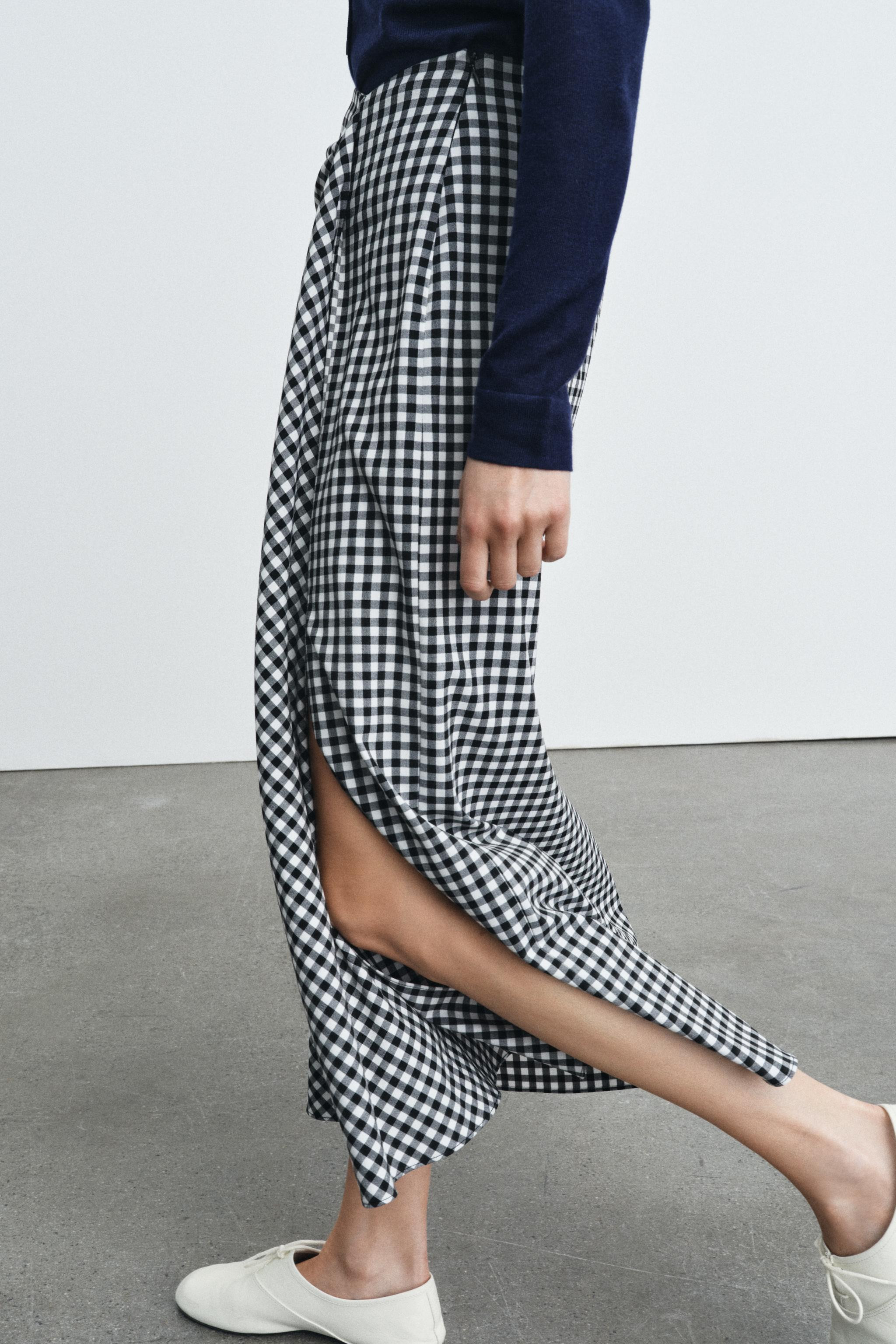 DRAPED GINGHAM SKIRT | Zara US