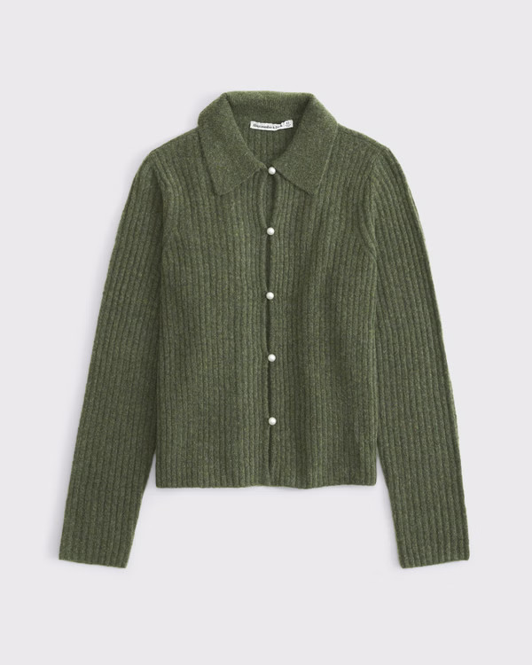 Pearl Button Collared Cardigan | Abercrombie & Fitch (US)