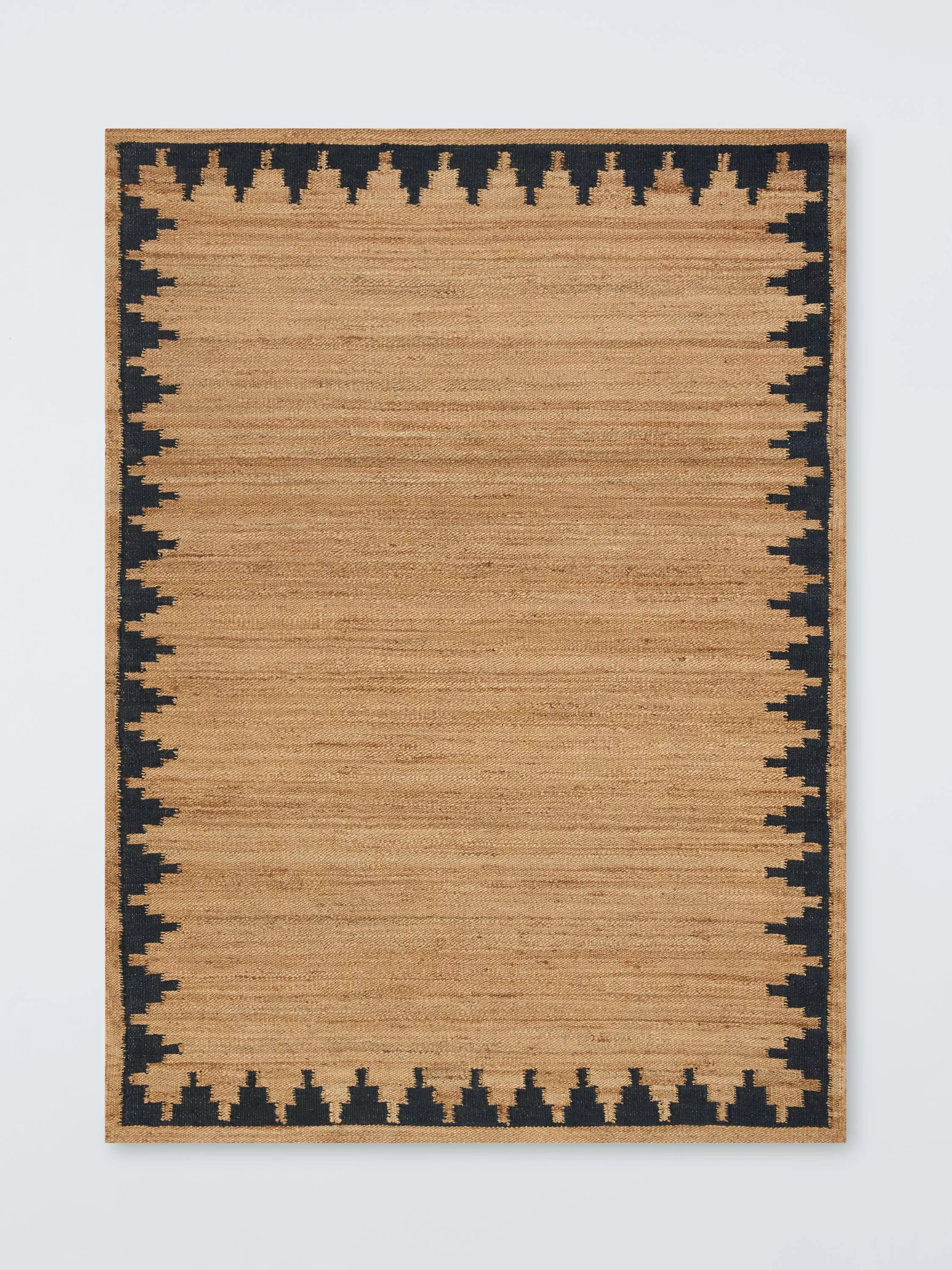 Stepped Chevron Hand Woven Pure Jute Rug, Navy | John Lewis (UK)