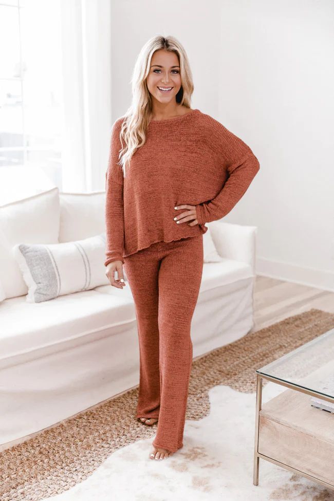 Wonder Often Terracotta Knit Lounge Pants FINAL SALE | The Pink Lily Boutique