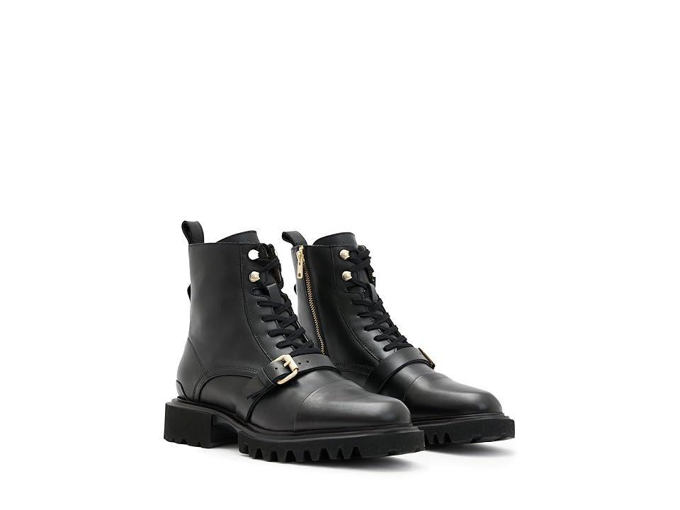 AllSaints Tori Boots Women's Boots Black/Warm Brass : 10.5 M, Leather | Zappos