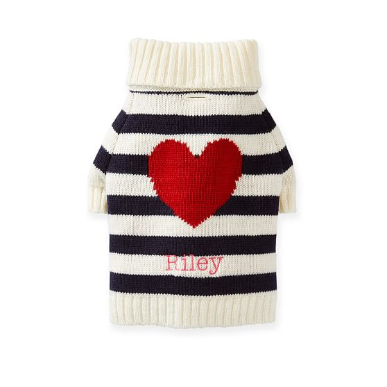 Knit Dog Sweater, Stripe Heart, Medium | Mark and Graham