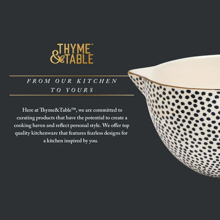 Thyme & Table, 5-Piece Ceramic Mixing Bowl and Measuring Bowl Set, Dot Pattern | Walmart (US)