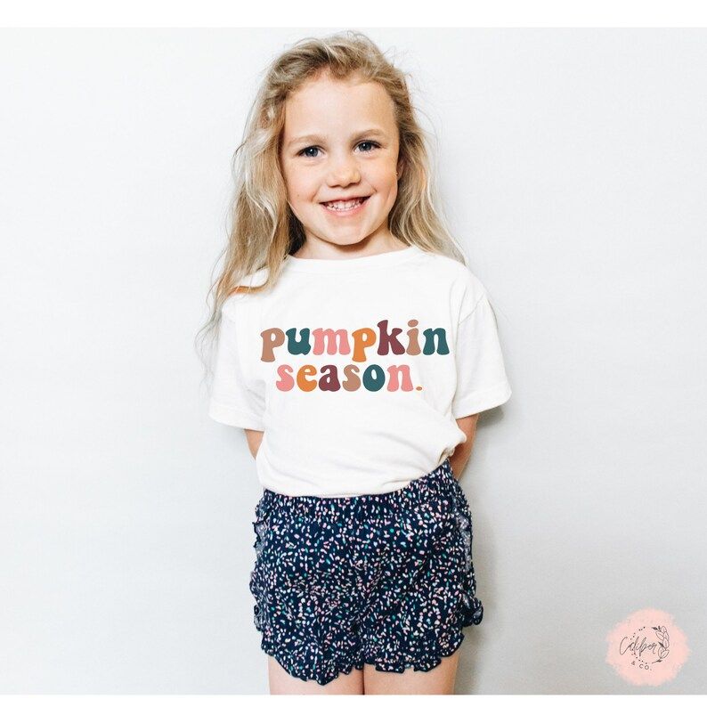 Pumpkin Season Toddler Shirt, Cute Fall Girls Shirt, Toddler Fall Tee, Rainbow Pumpkin Shirt | Etsy (US)