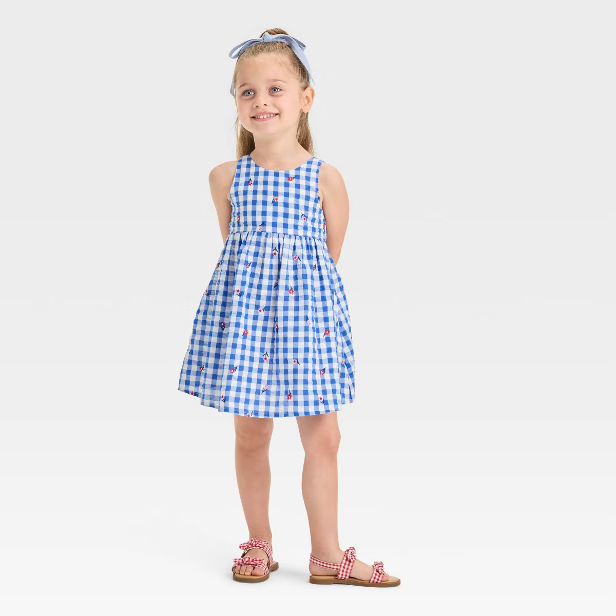 Toddler Girls' Gingham Dress - Cat & Jack™ Blue | Target