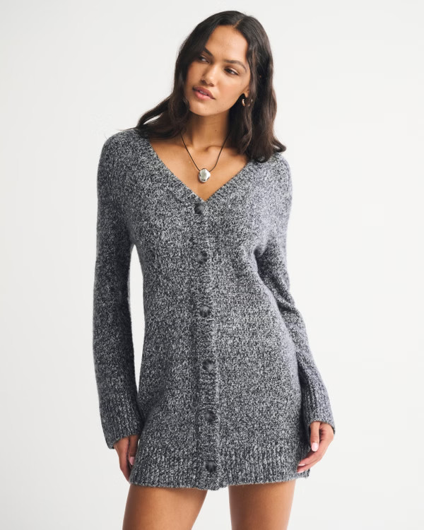 Long-Sleeve Cardigan Mini Sweater Dress | Abercrombie & Fitch (US)
