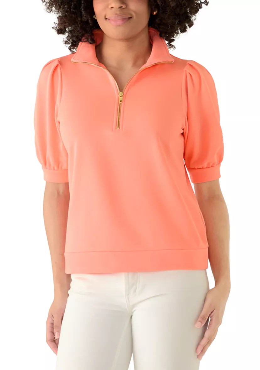Women's Elbow Sleeve Button French Terry Top | Belk