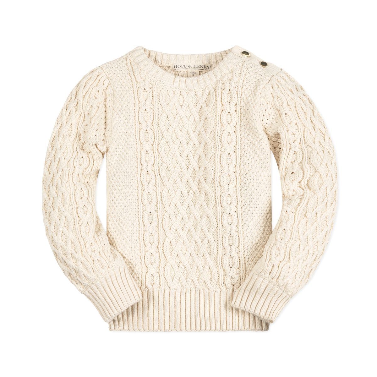 Hope & Henry Girls' Long Sleeve Cable Knit Fisherman Sweater, Kids | Target