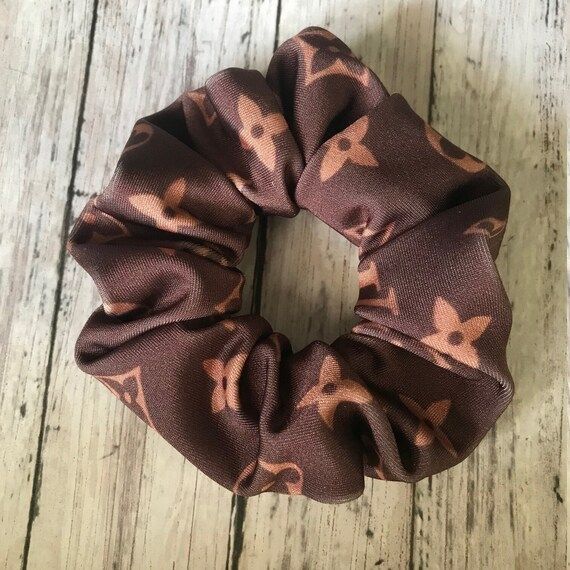 Brown pattern scrunchie Luxury Scrunchie Handmade scrunchie | Etsy | Etsy (US)