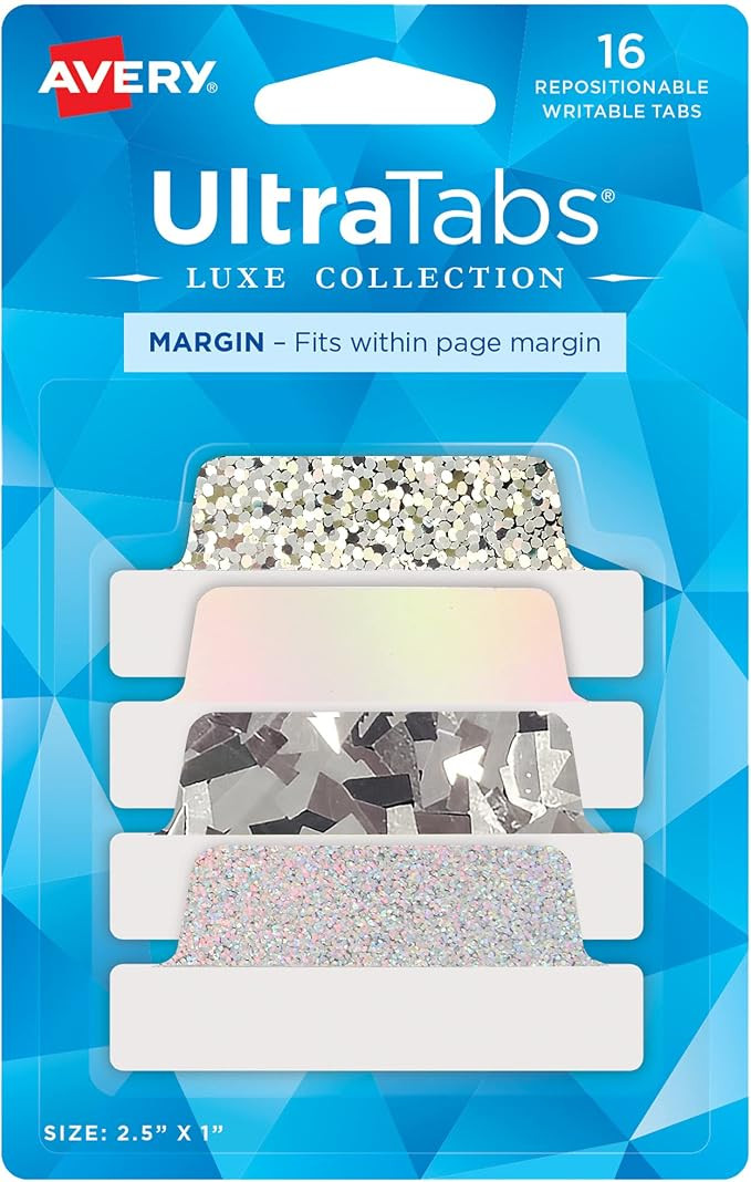 Avery Ultra Tabs Luxe Collection, 2.5" x 1" Margin Tabs, Holographic Iridescent Designs, Repositi... | Amazon (US)