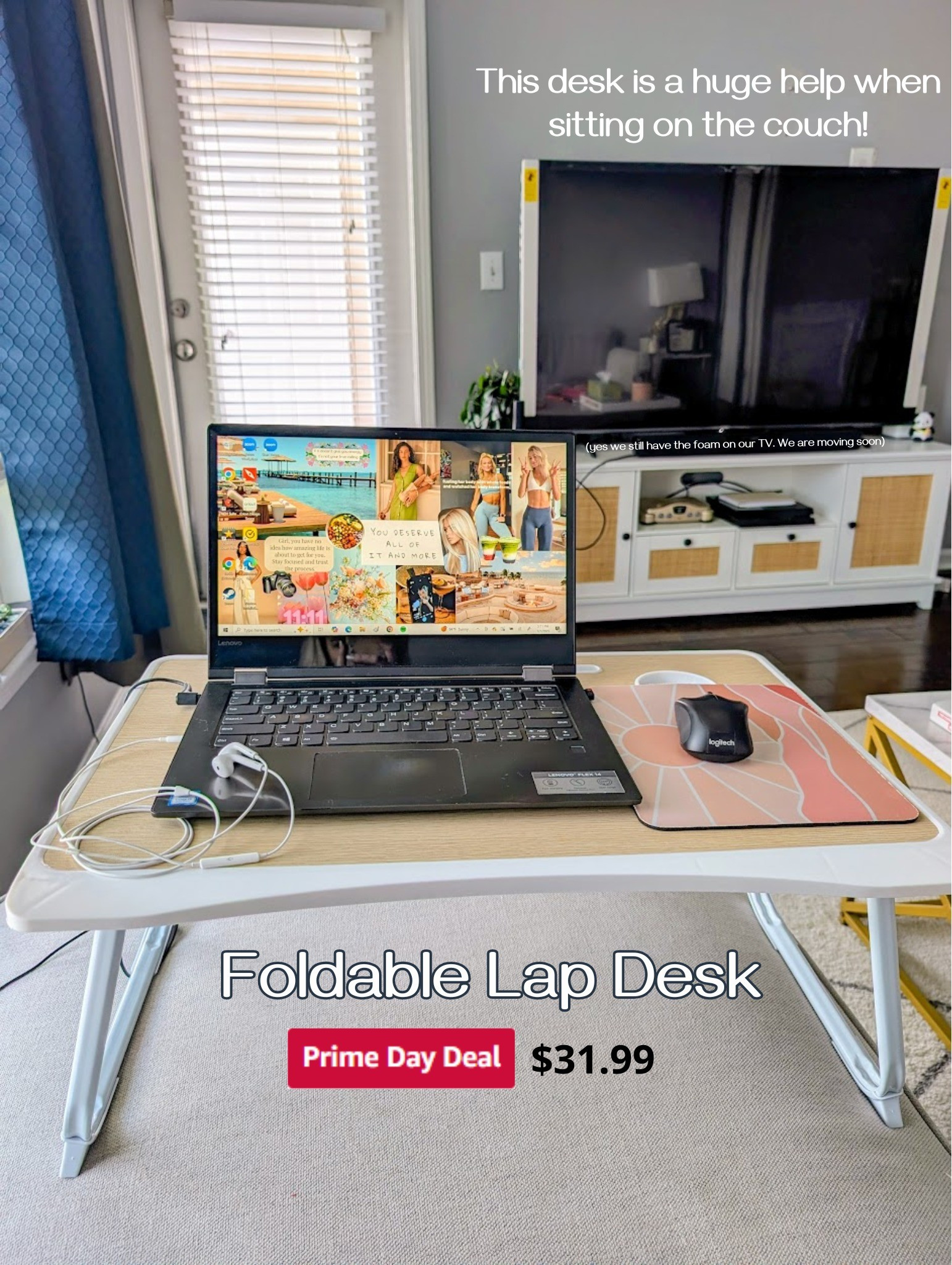 The foldable lap desk is fantastic for when you want to work from the couch. It has a cup holder and a drawer for pens. Folds down to easily store away.

#LTKU #LTKHome #LTKFindsUnder50