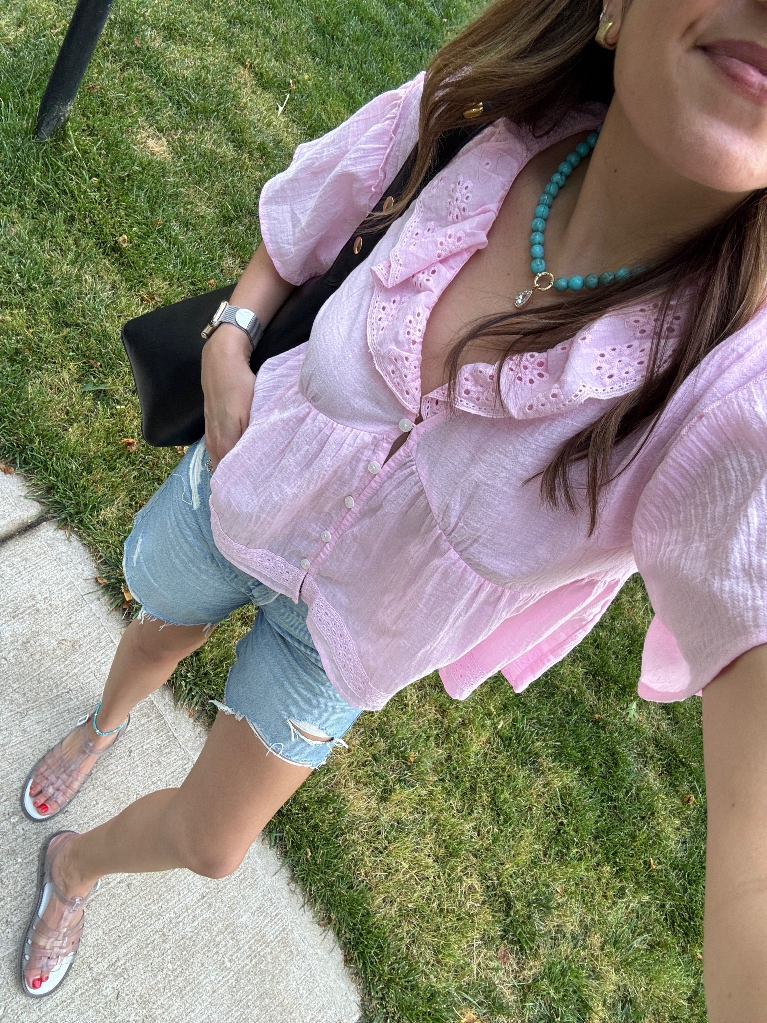 Outfit of the day! 27 in relaxed fit shorts, small top, jelly sandals tts!

#LTKootd #LTKOver40 #LTKSaleAlert