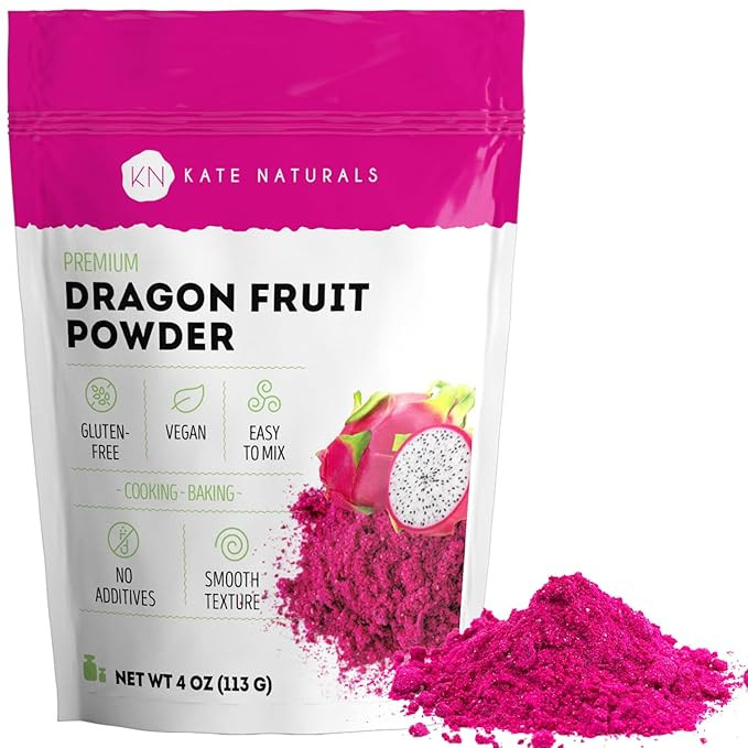 Kate Naturals Dragon Fruit Powder for Baking & Drinks (4oz). Vegan, Gluten Free Dried Pink Pitaya... | Amazon (US)
