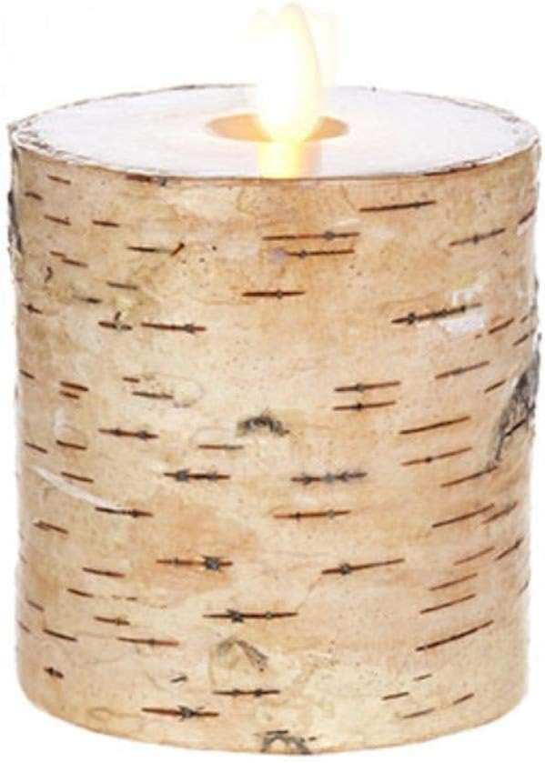 Raz Imports 3.25"X4" Moving Flame Birch Wrapped Pillar Candle | Amazon (US)