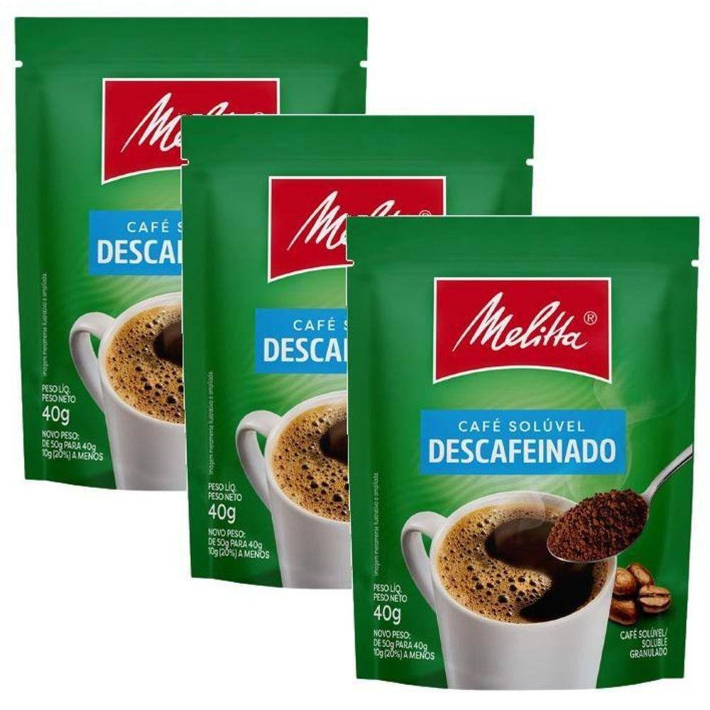 Kit 3 Café Solúvel Descafeinado Melitta 40g - Sachê | Casas Bahia (BR)