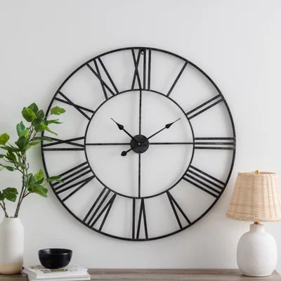 Solange Round Metal Farmhouse Wall Clock | Wayfair North America