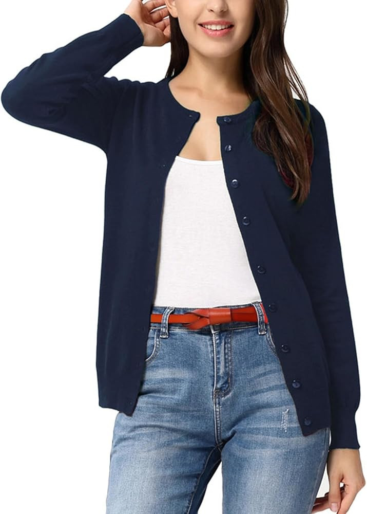 GRACE KARIN Womens Long Sleeve Knit Cardigan Sweaters Casual Dressy Open Front Button Down Cardig... | Amazon (US)