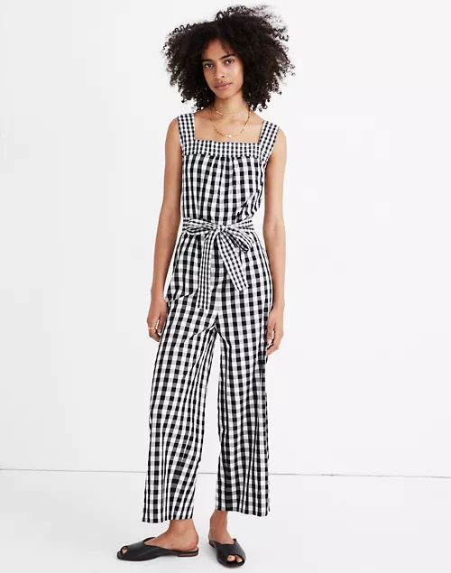 Tie-Waist Wide-Leg Jumpsuit in Gingham Mix | Madewell