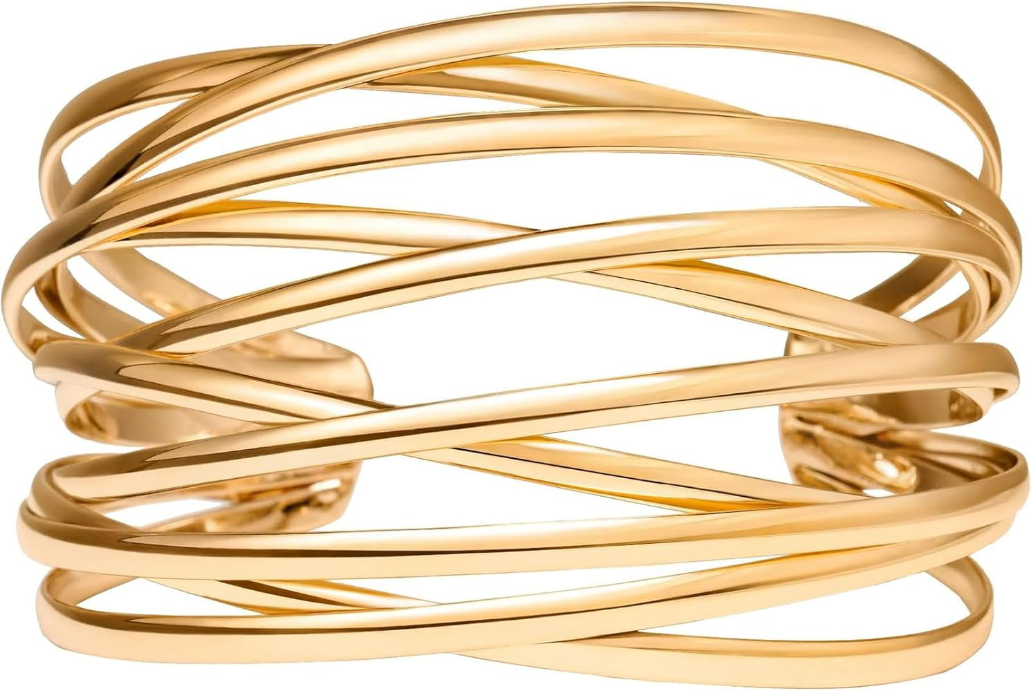 Twisted Cuff Bangle Bracelet for Women Trendy Multi-layer Wire Warp Bangle Bracelet Wide Open Chu... | Amazon (US)