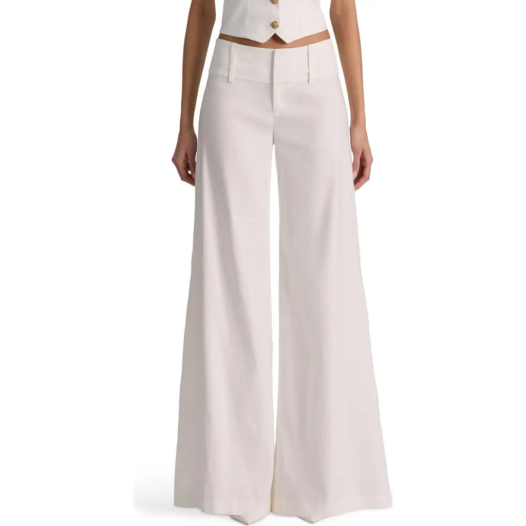 Alice + Olivia Olivia Wide Leg Linen Blend Pants in Off White at Nordstrom, Size 0 | Nordstrom
