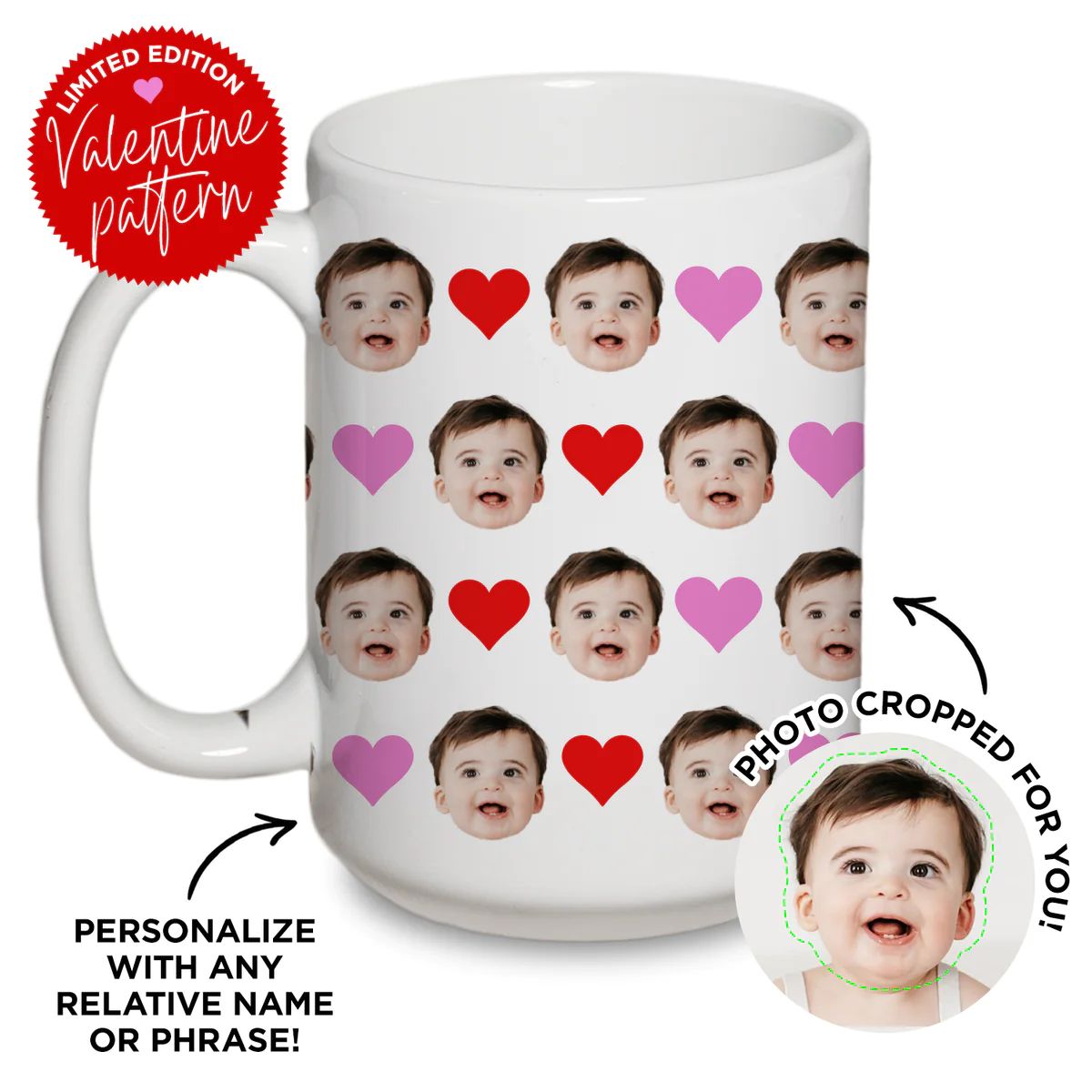 Personalized Valentine's Day Pattern Mug | Type League Press