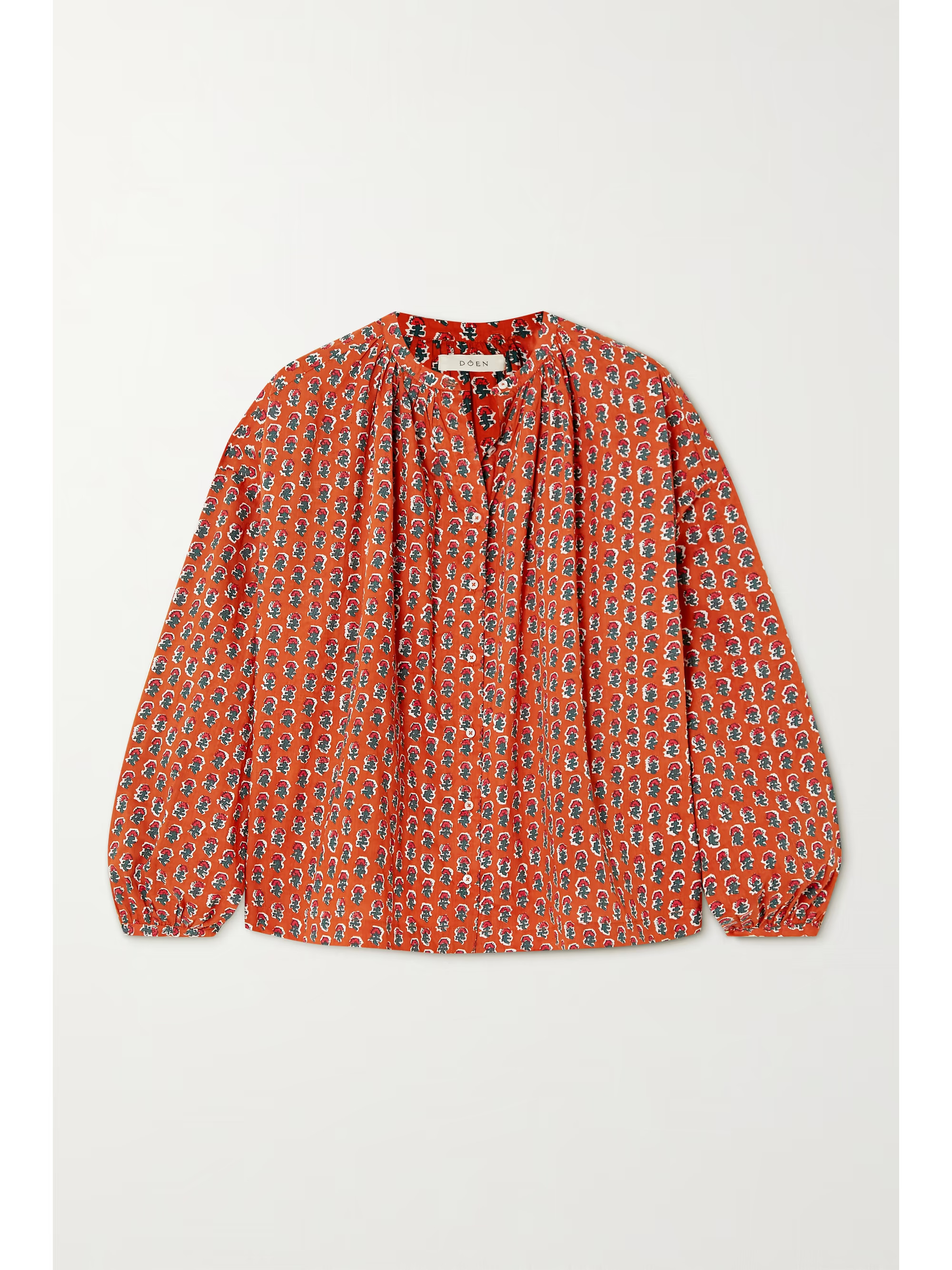 Red + NET SUSTAIN Jane oversized printed organic cotton-voile blouse | DÔEN | NET-A-PORTER | NET-A-PORTER (UK & EU)