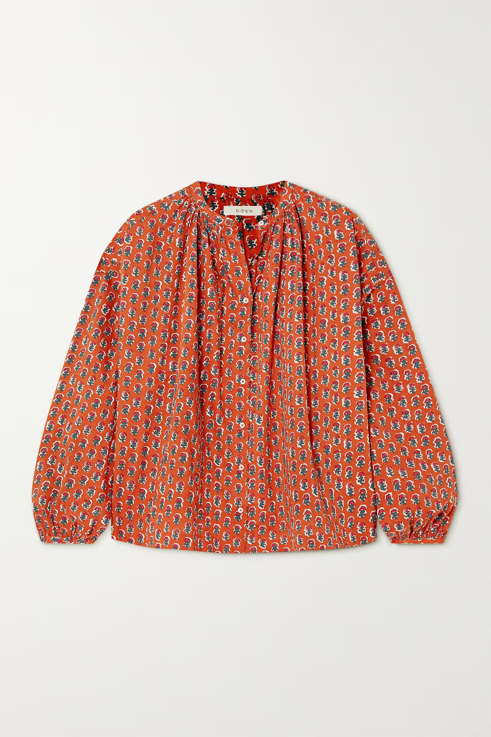 Red + NET SUSTAIN Jane oversized printed organic cotton-voile blouse | DÔEN | NET-A-PORTER | NET-A-PORTER (UK & EU)