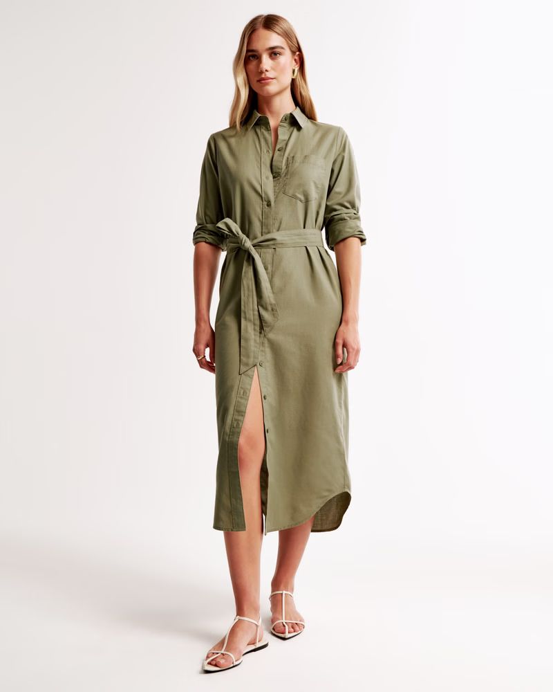 Women's Long-Sleeve Belted Shirt Dress | Women's Dresses & Jumpsuits | Abercrombie.com | Abercrombie & Fitch (US)