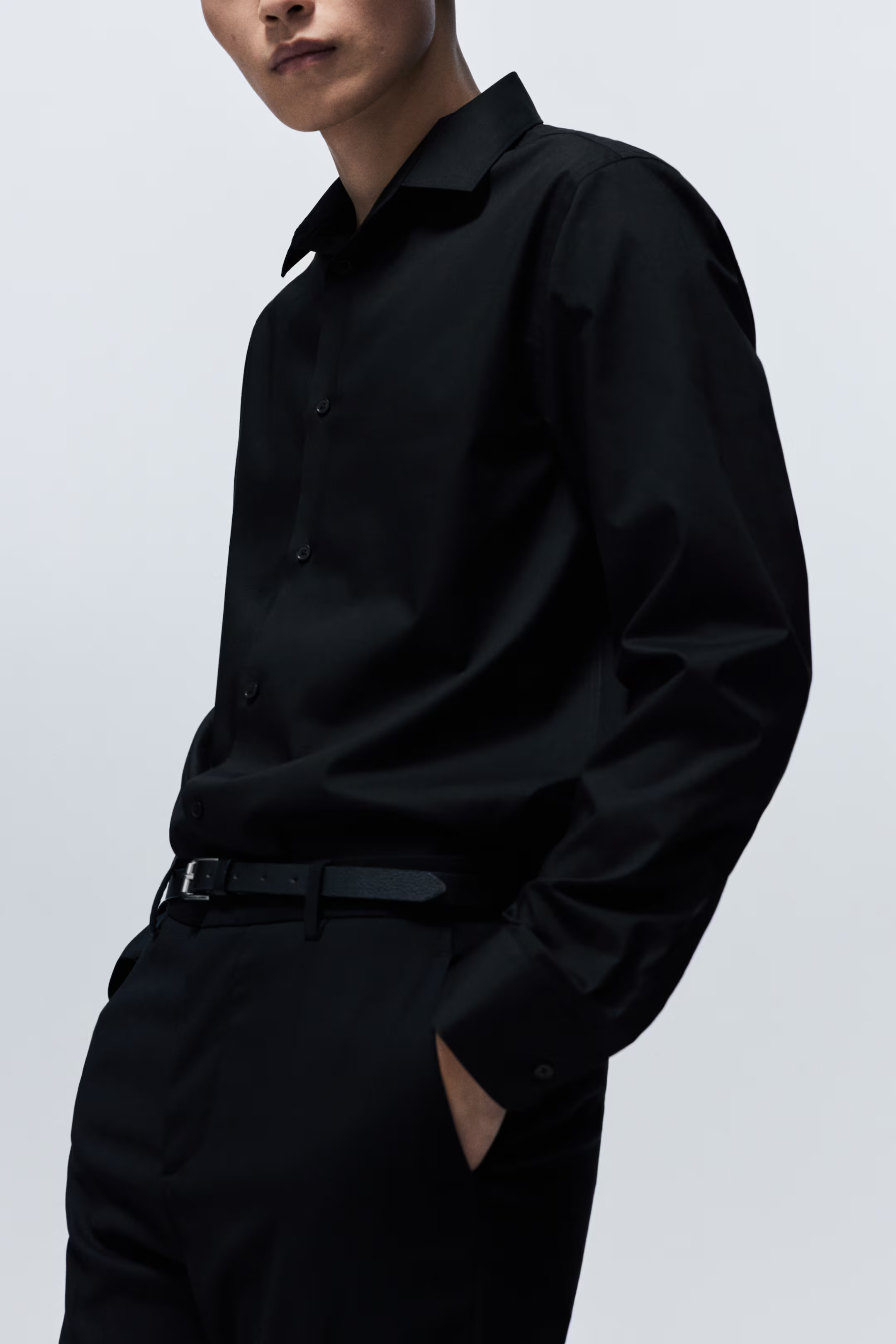 Regular Fit Easy-iron shirt - Black - Men | H&M GB | H&M (UK, MY, IN, SG, PH, TW, HK)