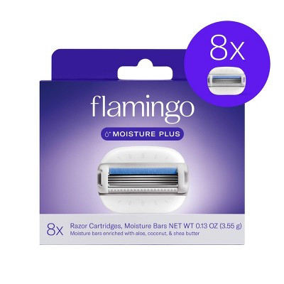 Flamingo Moisture Plus Cartridge Pack - 8ct: Body Application Bikini Line, All Hair Types Razor Blade Refills | Target