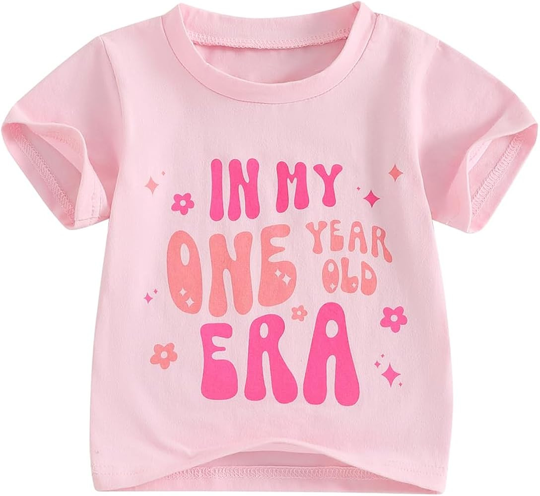 Camiseta de manga corta para el primer cumpleaños de las niñas en My One Year Old Era | Amazon (US)