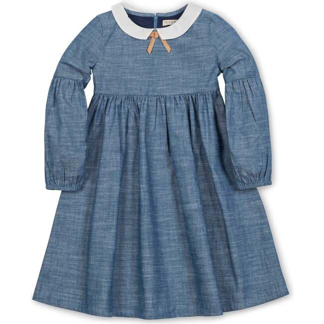 Hope & Henry | Organic Empire Waist Peter Pan Collar Chambray Dress, | Organic Cotton (Blue Chambray, Size 5Y) | Maisonette | Maisonette