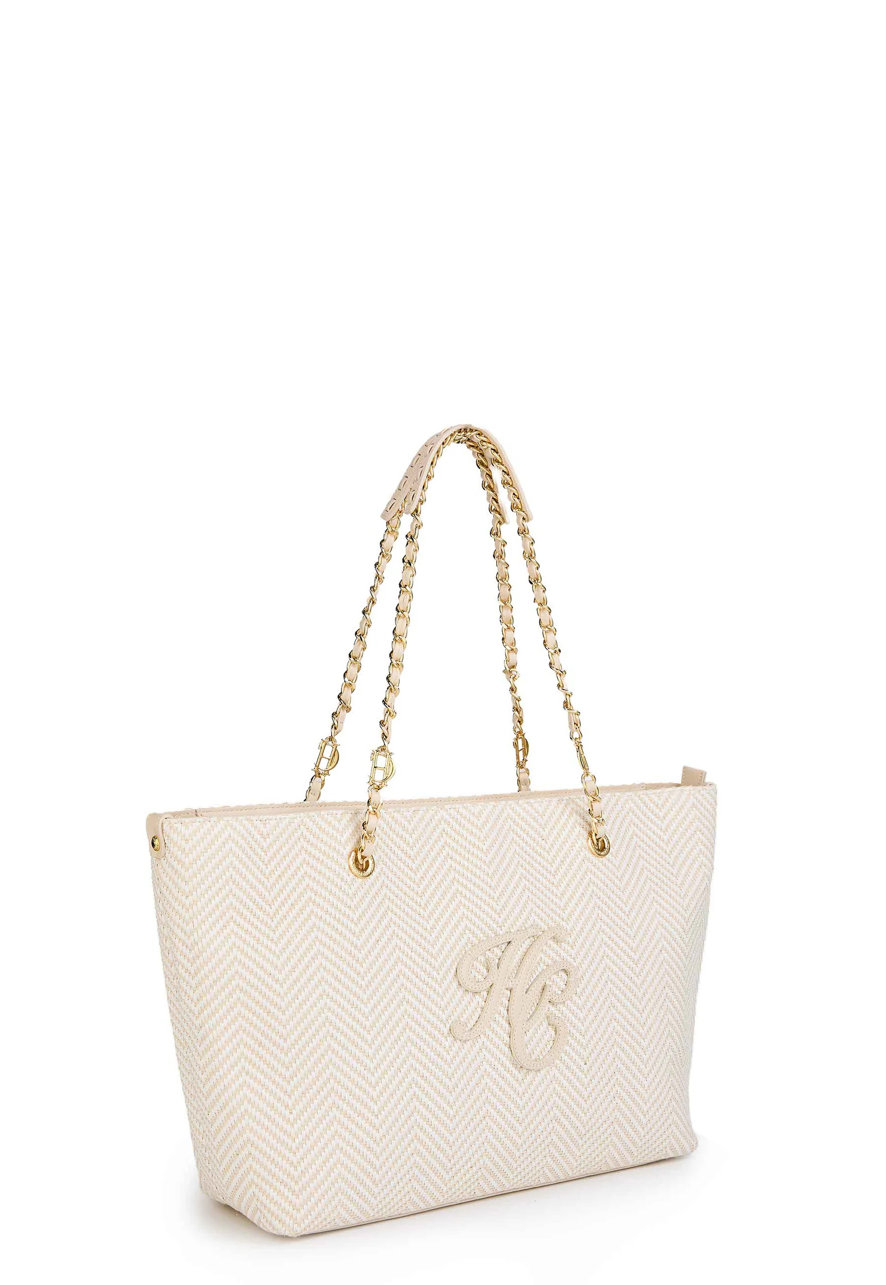 Amalfi Straw Tote (Cream Herringbone) | Holland Cooper