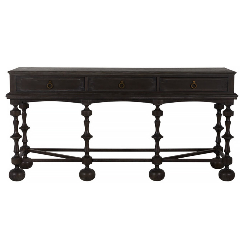 Arrington French Country Cerused Black Wood Console Table | Kathy Kuo Home