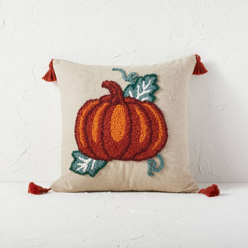 Punch Needle Pumpkin Square Throw Pillow - Opalhouse&#8482; designed with Jungalow&#8482; | Target
